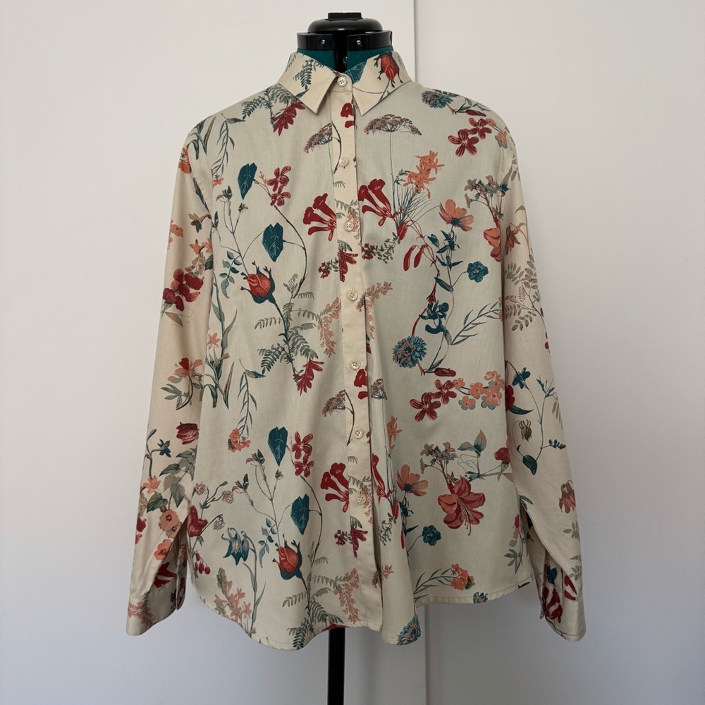 Coldwater Creek Gracious Garden No-Iron Shirt SZ 18